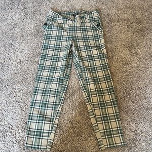 Green & tan checked pants